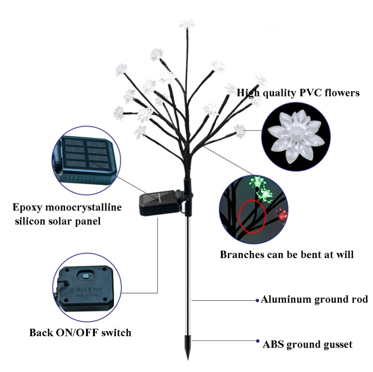 16 LED太陽能樹枝荷花燈 戶外花園草坪燈