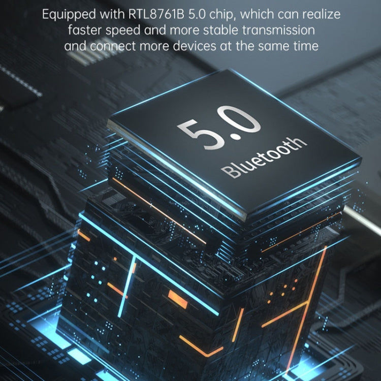 USB藍牙適配器 5.0PC電腦無線音頻接收發射器，顏色：黑色