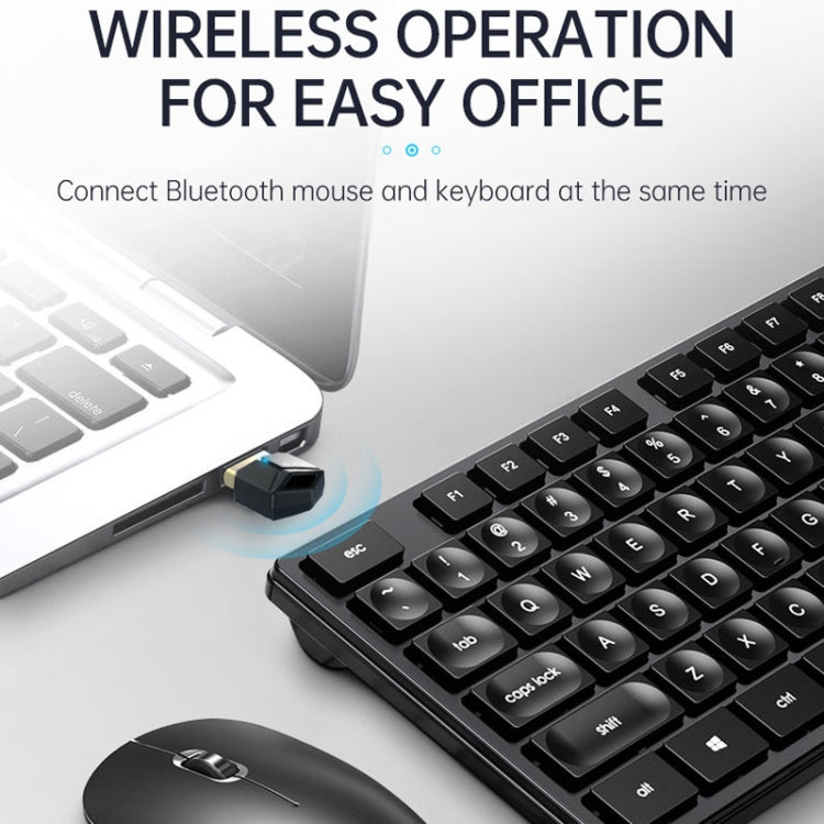 USB藍牙適配器 5.0PC電腦無線音頻接收發射器，顏色：黑色