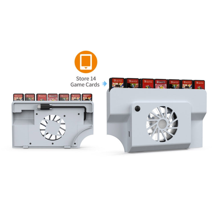 DOBE 主機底座散熱風扇帶收納卡槽適用於Switch OLED