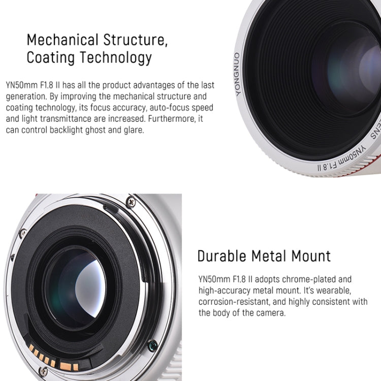 永諾 YN50mm F1.8 II 定焦鏡頭全畫幅自動對焦 適用於佳能單反相機