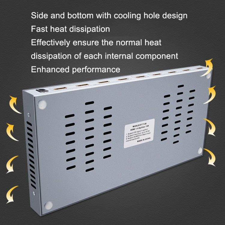 帝特 DT-7148 HDMI 2.0 1進8出4K x 2K高清分配器，國標