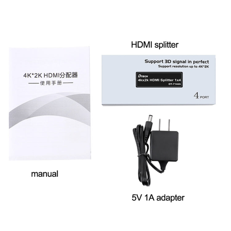 帝特 DT-7144A HDMI 2.0一進四齣4K x 2K高清視頻分配器，國標