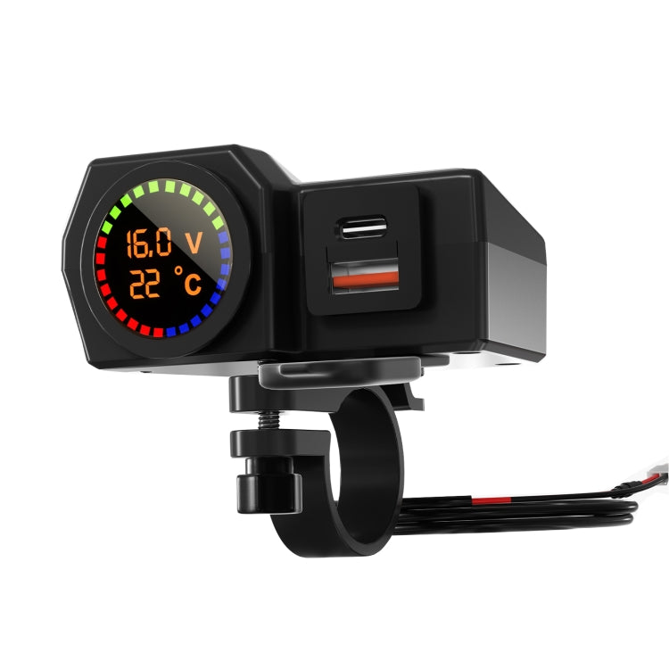 WUPP CS-1747A2 摩托車電壓溫度數顯USB+Type-C手機充電器