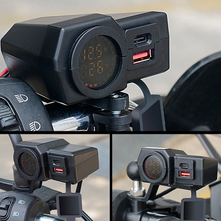 WUPP CS-1747A2 摩托車電壓溫度數顯USB+Type-C手機充電器