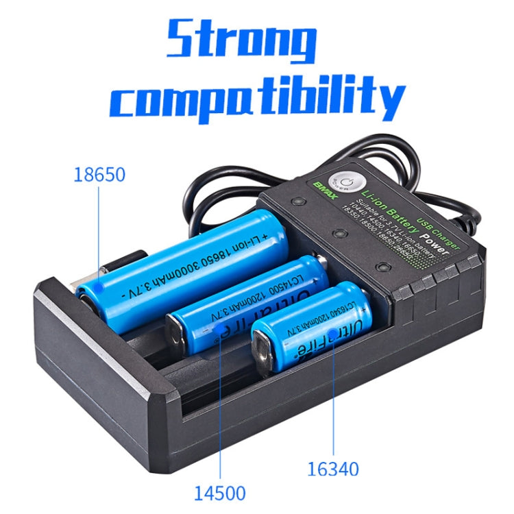 BMAX 18650 3槽USB充電座 3.7/4.2V獨立充鋰電池充電器, 3 Slot USB(Black)