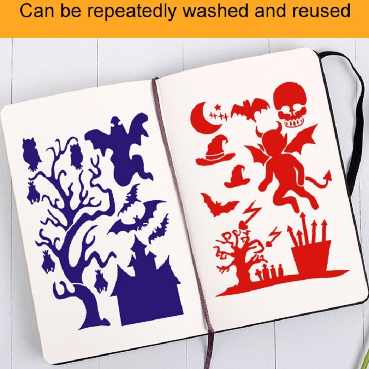 12張/套 萬聖節鏤空兒童輔助繪畫牆繪噴塗模板