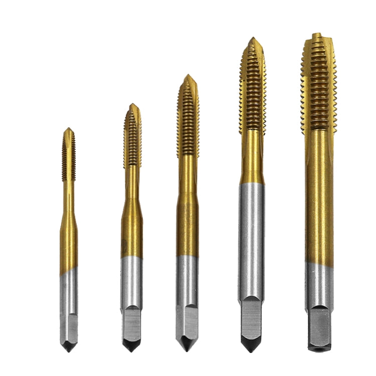 M3-M8鍍鈦螺尖機用直槽絲錐高速鋼攻絲攻內螺紋套裝 , 5 In 1 / Set Thread Set