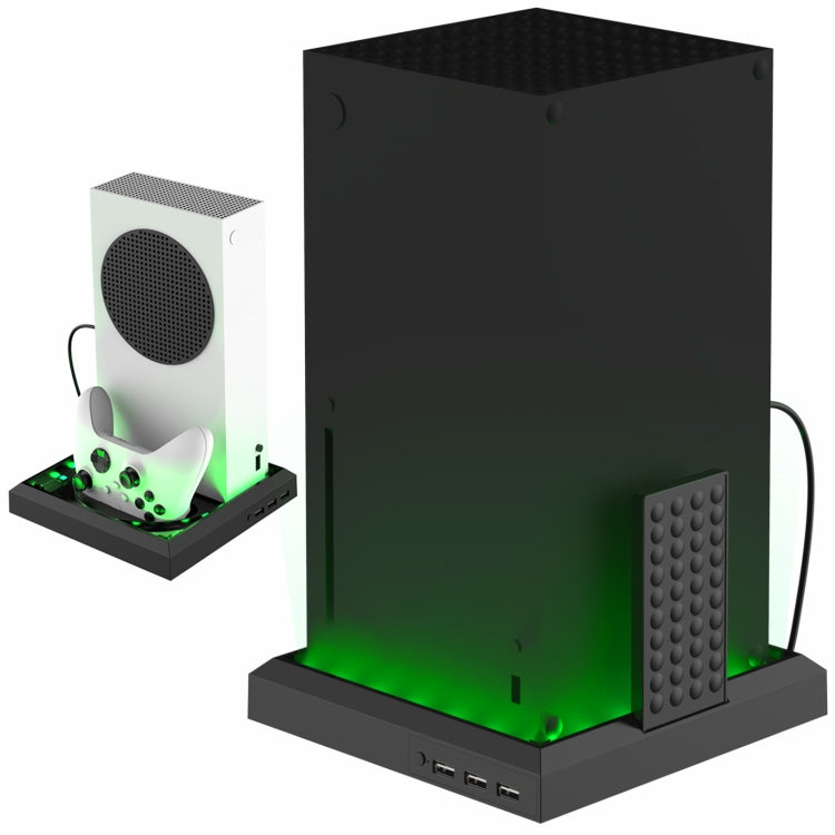 適用於 XBOX SERIES X/S 手柄主機散熱風扇RGB七彩色發光底座