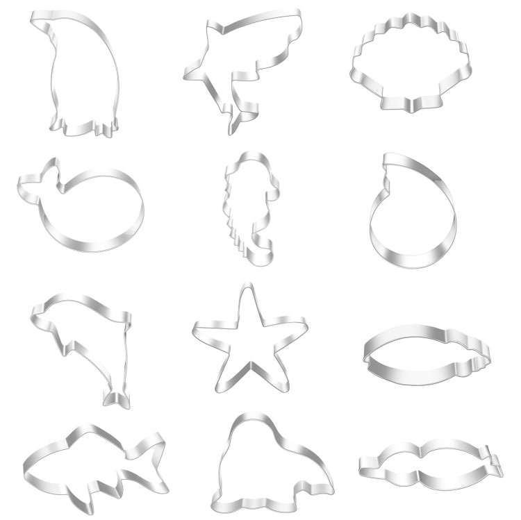 12個/套賣 不銹鋼餅乾模具 海洋生物組合套裝 烘焙DIY工具