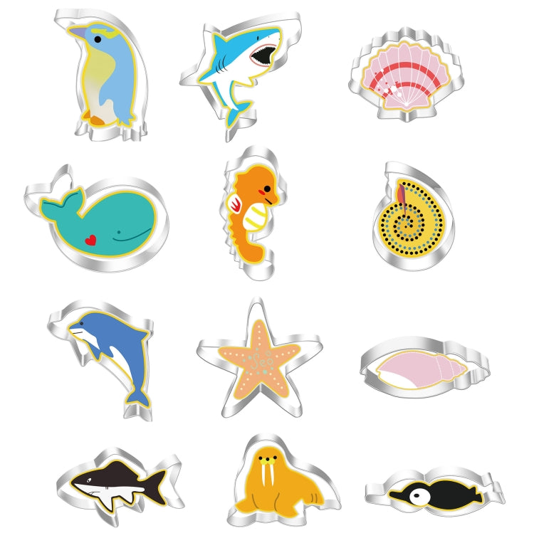 12個/套賣 不銹鋼餅乾模具 海洋生物組合套裝 烘焙DIY工具