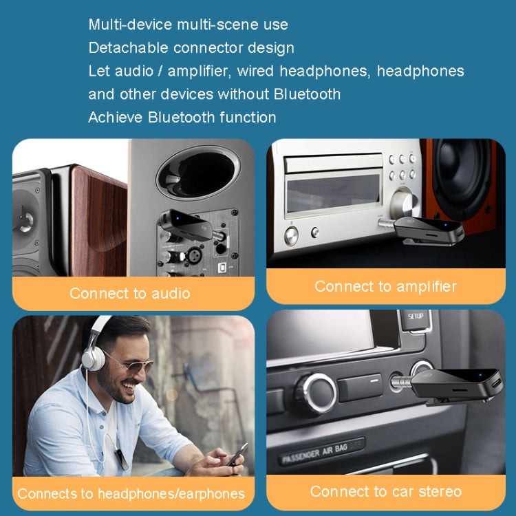 Y2 HiFi藍牙5.3音頻接收器 領夾式3.5mm音頻通話轉換器 支持TF卡播放
