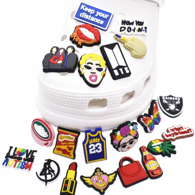 100pcs PVC滴塑鞋花 卡通洞洞鞋鞋扣，款式隨機發貨