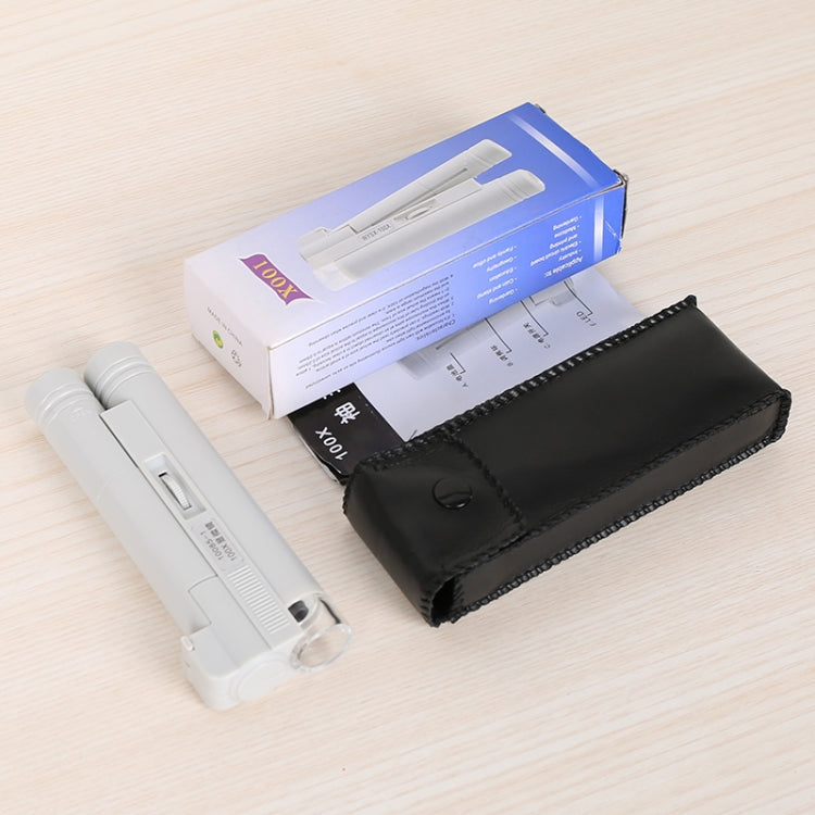 10085-1 100倍雙管顯微鏡 帶LED燈鑒定放大鏡