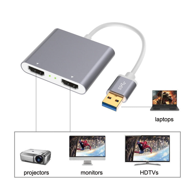 USB 3.0轉雙HDMI高清轉換器4K USB同屏擴展器