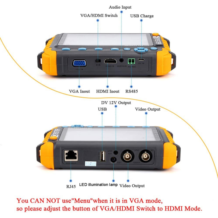 5800ACT-VH 5寸大屏工程寶 同軸AHD / TVI / CVI 8MP模擬視頻監控測試儀，美規