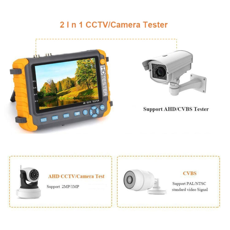5800ACT-VH 5寸大屏工程寶 同軸AHD / TVI / CVI 8MP模擬視頻監控測試儀，美規