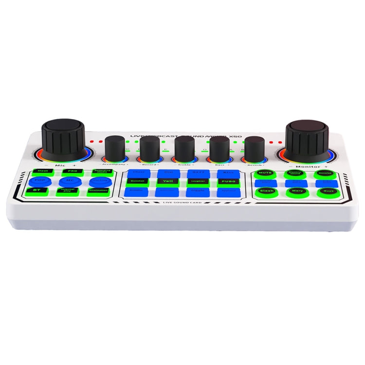 X50  藍牙聲卡RGB燈效唱歌直播設備支持邊充電邊直播帶OTG接口, X50