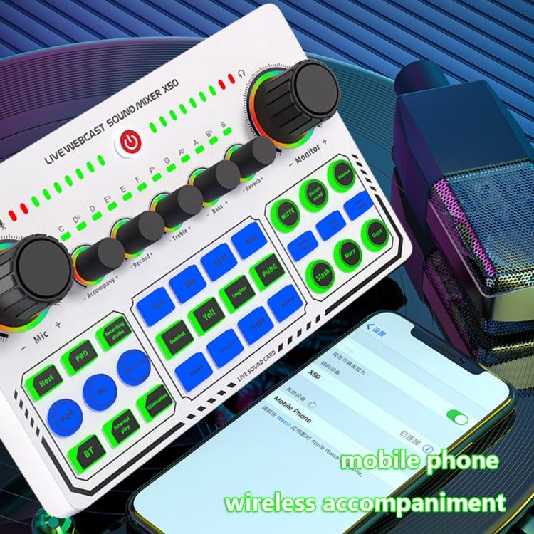 X50  藍牙聲卡RGB燈效唱歌直播設備支持邊充電邊直播帶OTG接口, X50