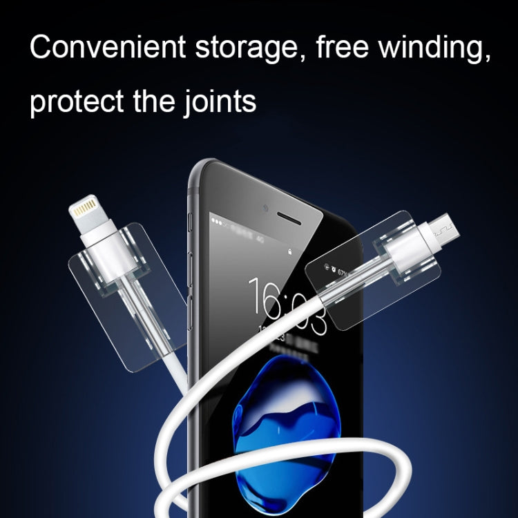 10個一賣 方形透明數據線保護套 耐用防斷裂繞線器