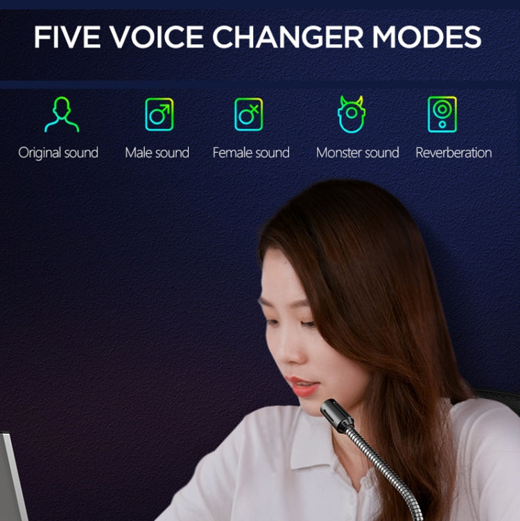 時尚部落 USB遊戲電腦麥克風內置聲卡5種變聲模式帶RGB燈光