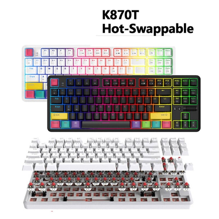 黑爵 K870T 87鍵 熱插拔藍牙/有線雙模RGB背光辦公遊戲机械鍵盤
