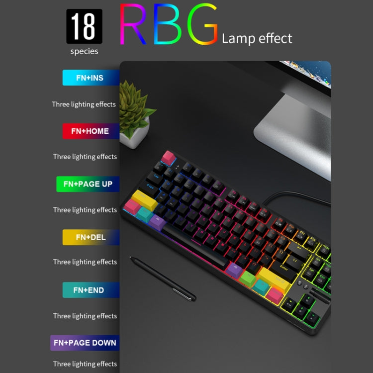 黑爵 K870T 87鍵 熱插拔藍牙/有線雙模RGB背光辦公遊戲机械鍵盤
