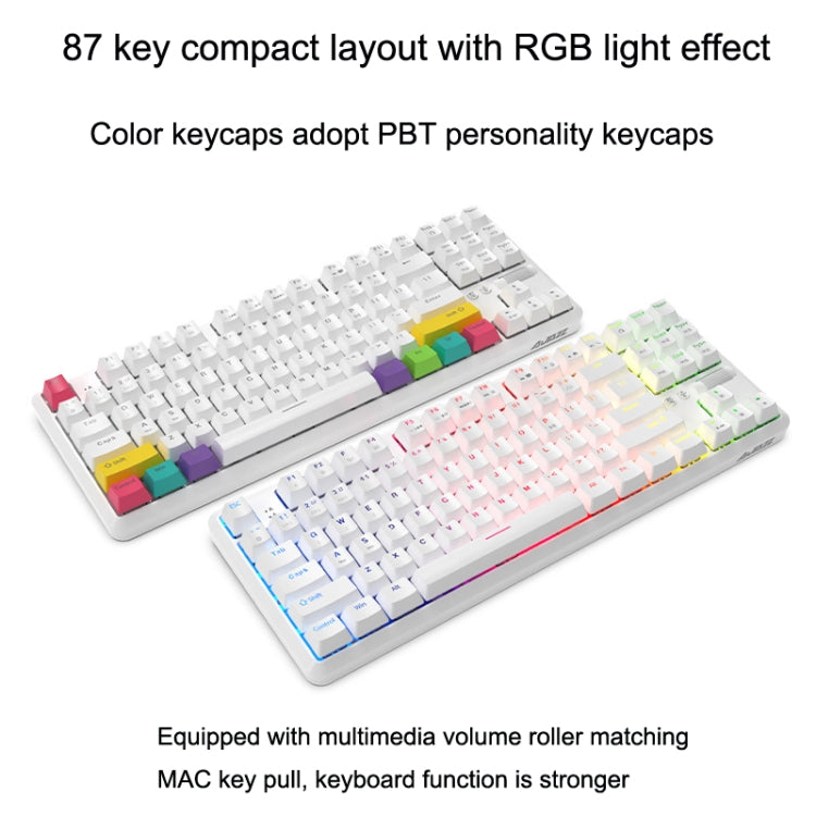 黑爵 K870T 87鍵 熱插拔藍牙/有線雙模RGB背光辦公遊戲机械鍵盤