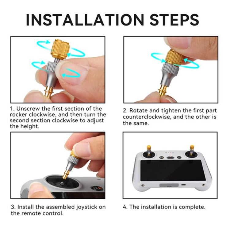 適用於 DJI Mini 3 Pro RCSTQ 鋁合金雙色伸縮搖桿帶屏遙控器拇指操縱桿