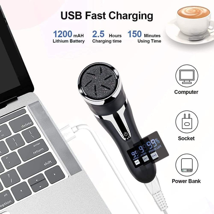 JD-510 電動吸塵磨腳器液晶數顯家用去死皮老繭修足機, White, 10 In 1 Kit White, Black, 10 In 1 Kit  Black