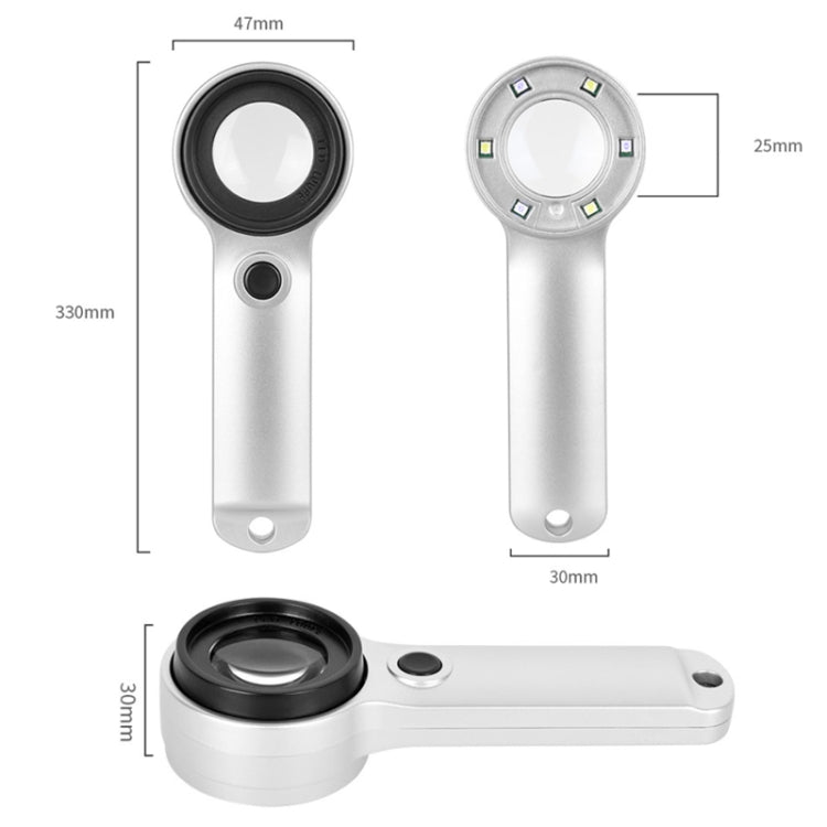 30倍手持充電珠寶鑒定放大鏡 LED驗鈔燈