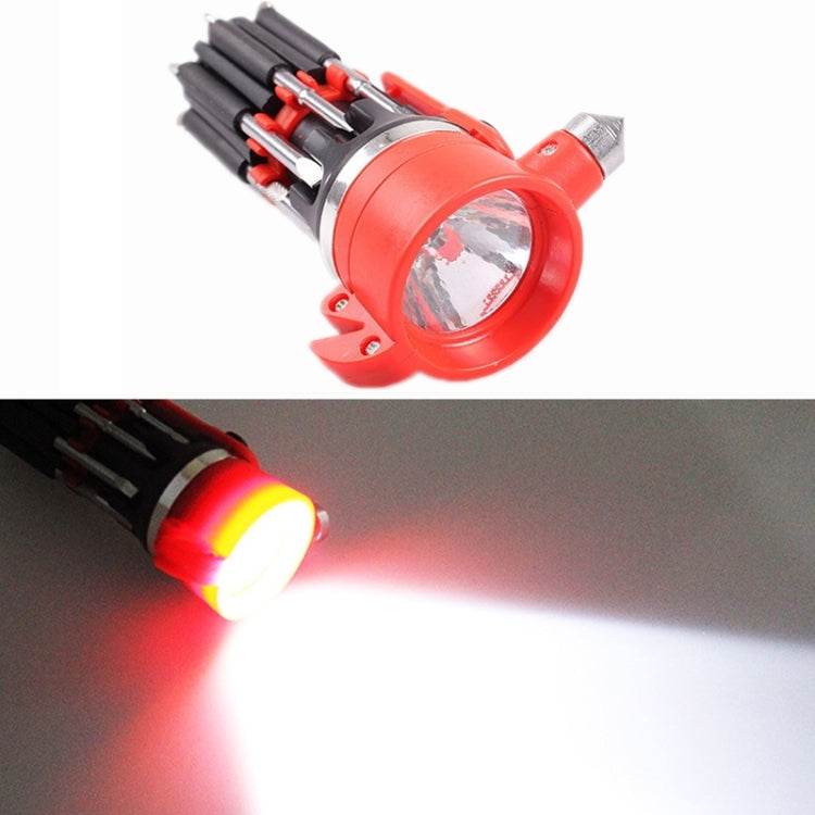 多功能汽車安全錘 帶螺絲刀手電筒, 8 in 1 with Safety Hammer