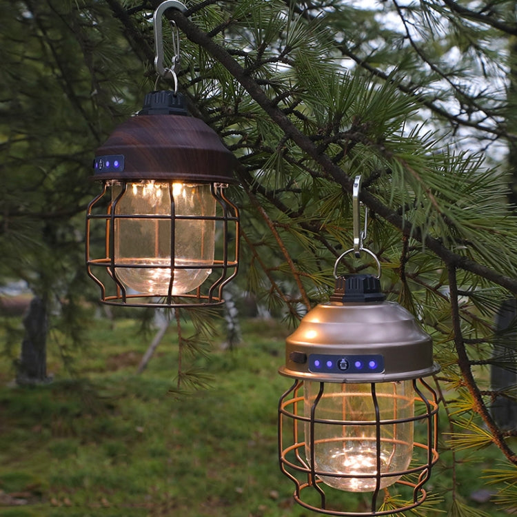 戶外野營便攜馬燈 帶登山扣, Copper, Black, Wood Grain