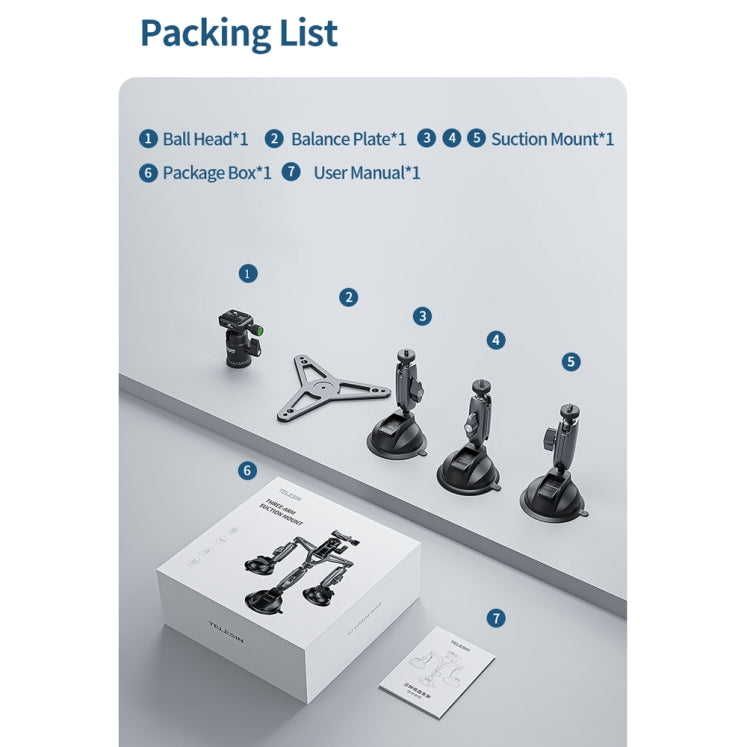 TELESIN 運動相機三腳吸盤支架車載拍攝支架, TELESIN Triangle