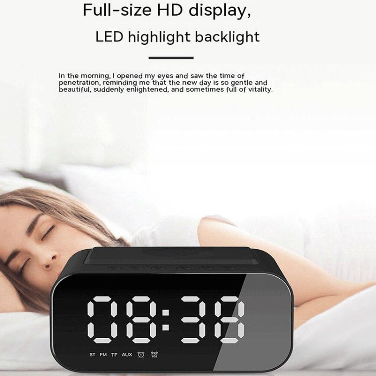 BT510 15W LED時鐘無線充藍牙音箱 多功能智能鏡面鬧鐘音響