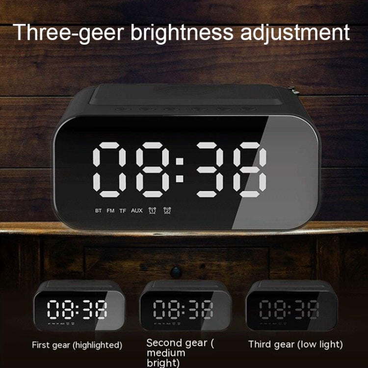 BT510 15W LED時鐘無線充藍牙音箱 多功能智能鏡面鬧鐘音響