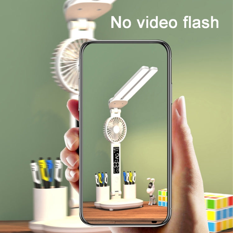 雙頭照明LED風扇充電檯燈帶筆筒&時鐘