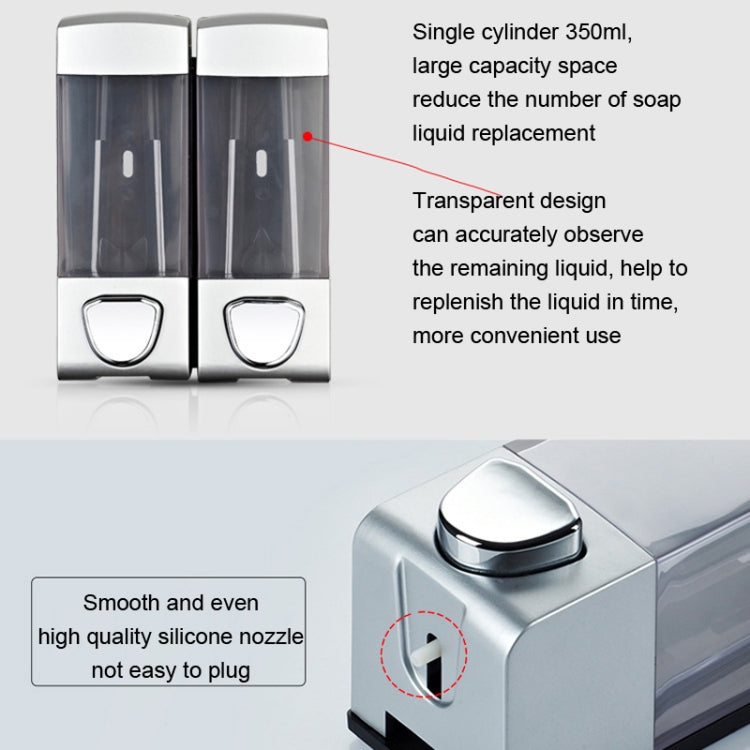 雙頭壁掛式手動按壓皂液器 洗髮水瓶洗手液沐浴露盒，顏色：
