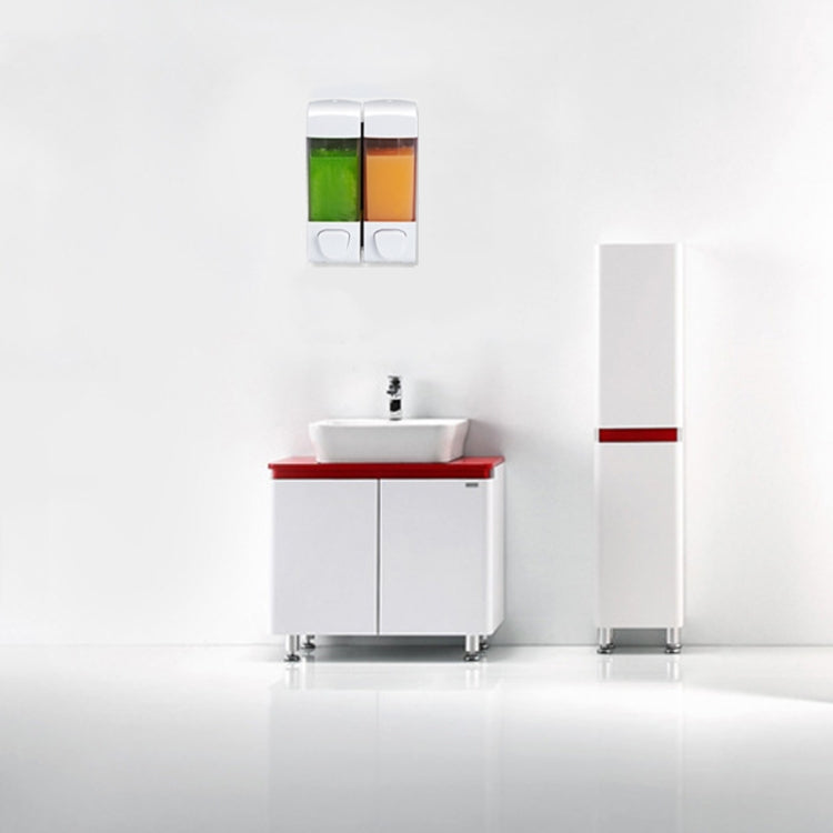 雙頭壁掛式手動按壓皂液器 洗髮水瓶洗手液沐浴露盒，顏色：