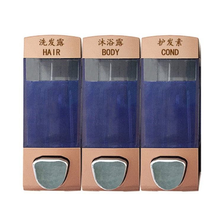 三頭壁掛式手動按壓皂液器 洗髮水瓶洗手液沐浴露盒，顏色：
