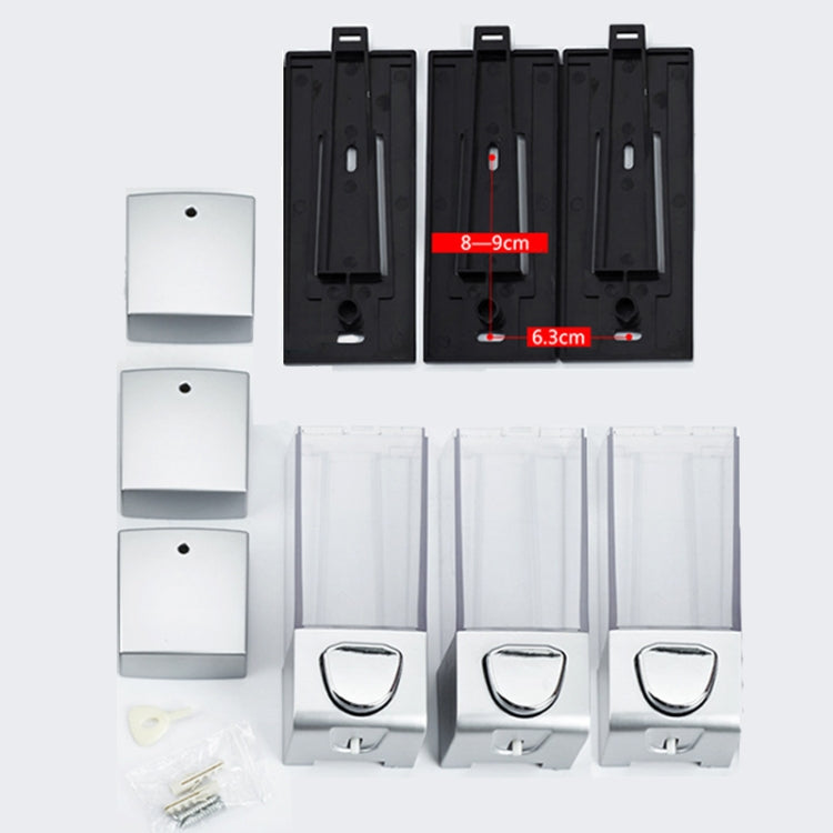 三頭壁掛式手動按壓皂液器 洗髮水瓶洗手液沐浴露盒，顏色：