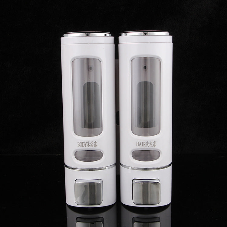 400ml雙頭壁掛式手動按壓皂液器 洗髮水瓶洗手液沐浴露盒，顏色：