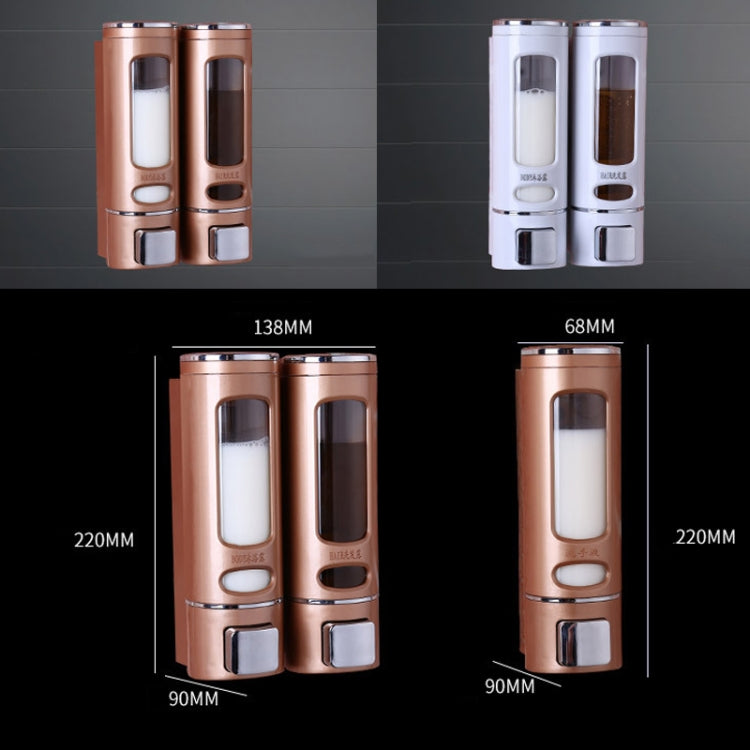 400ml雙頭壁掛式手動按壓皂液器 洗髮水瓶洗手液沐浴露盒，顏色：