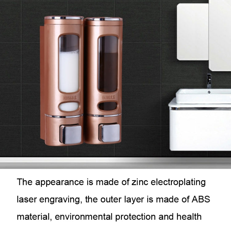 400ml雙頭壁掛式手動按壓皂液器 洗髮水瓶洗手液沐浴露盒，顏色：