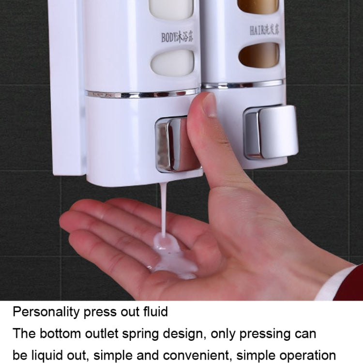 400ml雙頭壁掛式手動按壓皂液器 洗髮水瓶洗手液沐浴露盒，顏色：