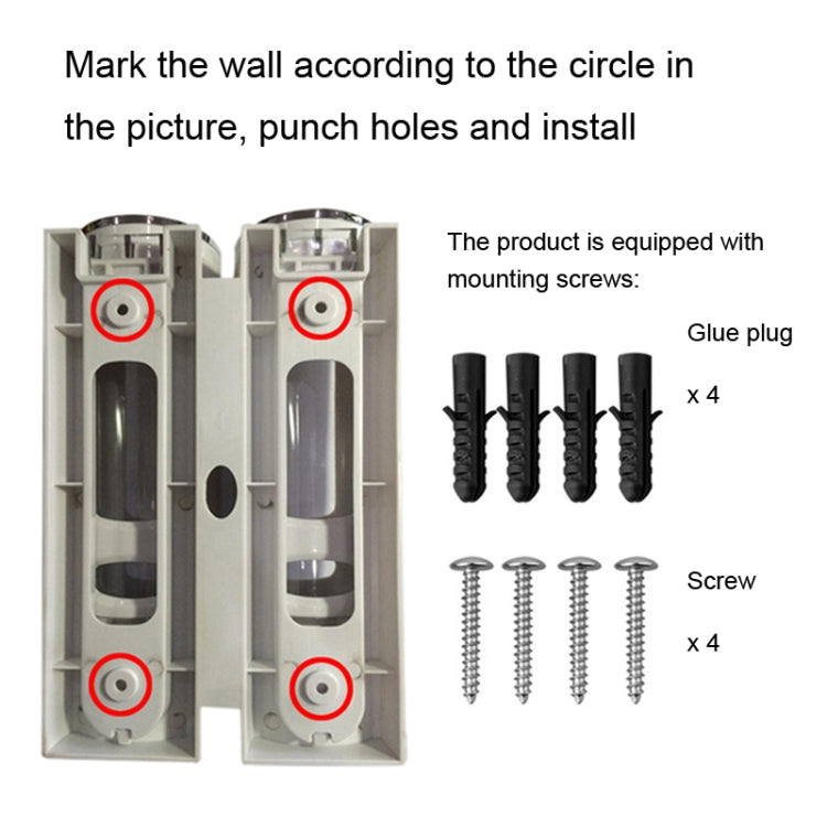 400ml雙頭壁掛式手動按壓皂液器 洗髮水瓶洗手液沐浴露盒，顏色：