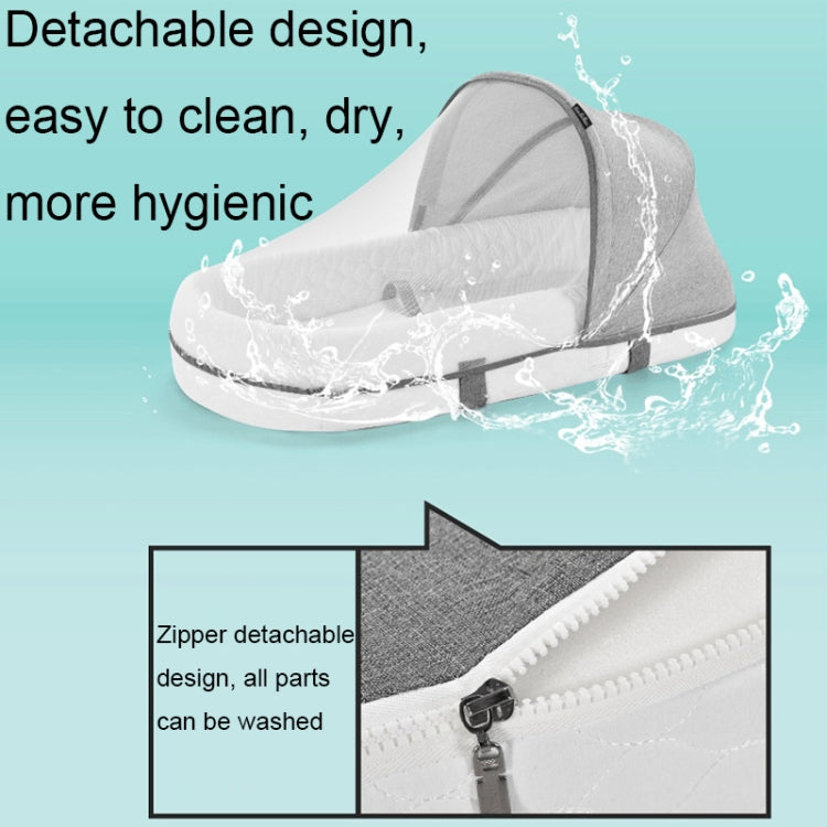 709 便攜式多功能嬰兒床 帶蚊帳 可摺疊新生兒可移動床, Gray White, Pink, Sky Blue, Pink White, Blue White, Gray White+Pillow, Pink White+Pillow, Blue White+Pillow