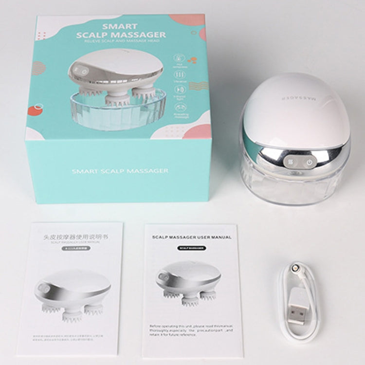 K111熱敷紅光頭部按摩器 電動揉捏振動防水頭部按摩儀, K111 White