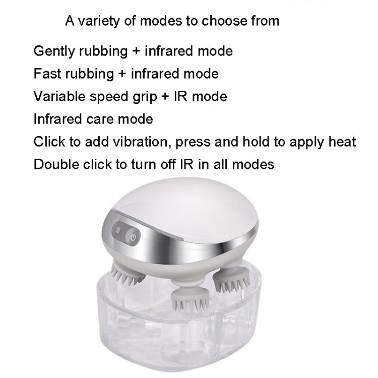 K111熱敷紅光頭部按摩器 電動揉捏振動防水頭部按摩儀, K111 White