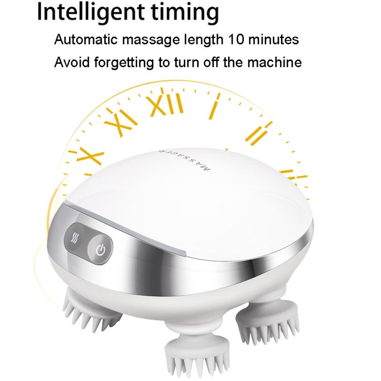 K111熱敷紅光頭部按摩器 電動揉捏振動防水頭部按摩儀, K111 White